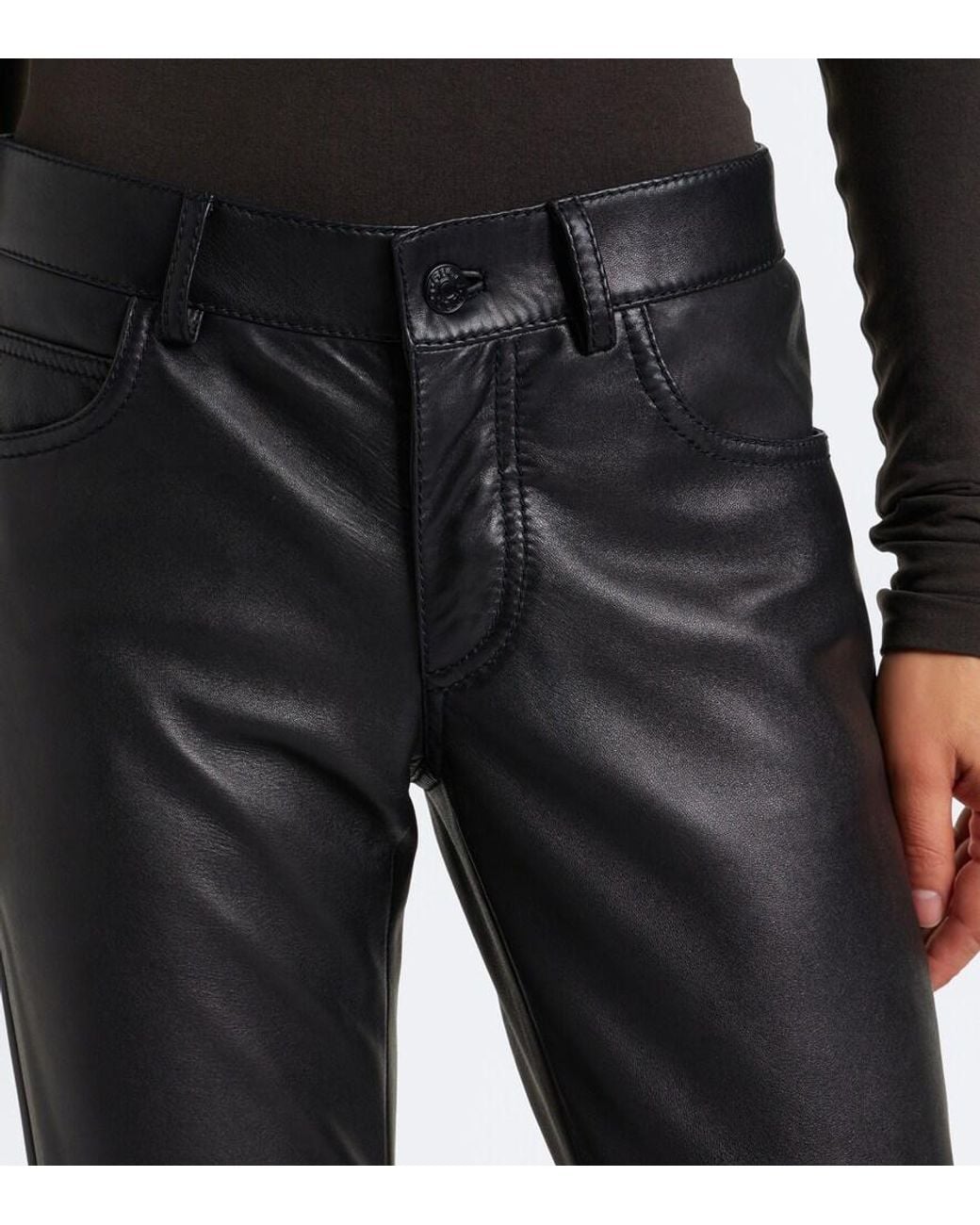 Gucci Black Leather Straight Pants
