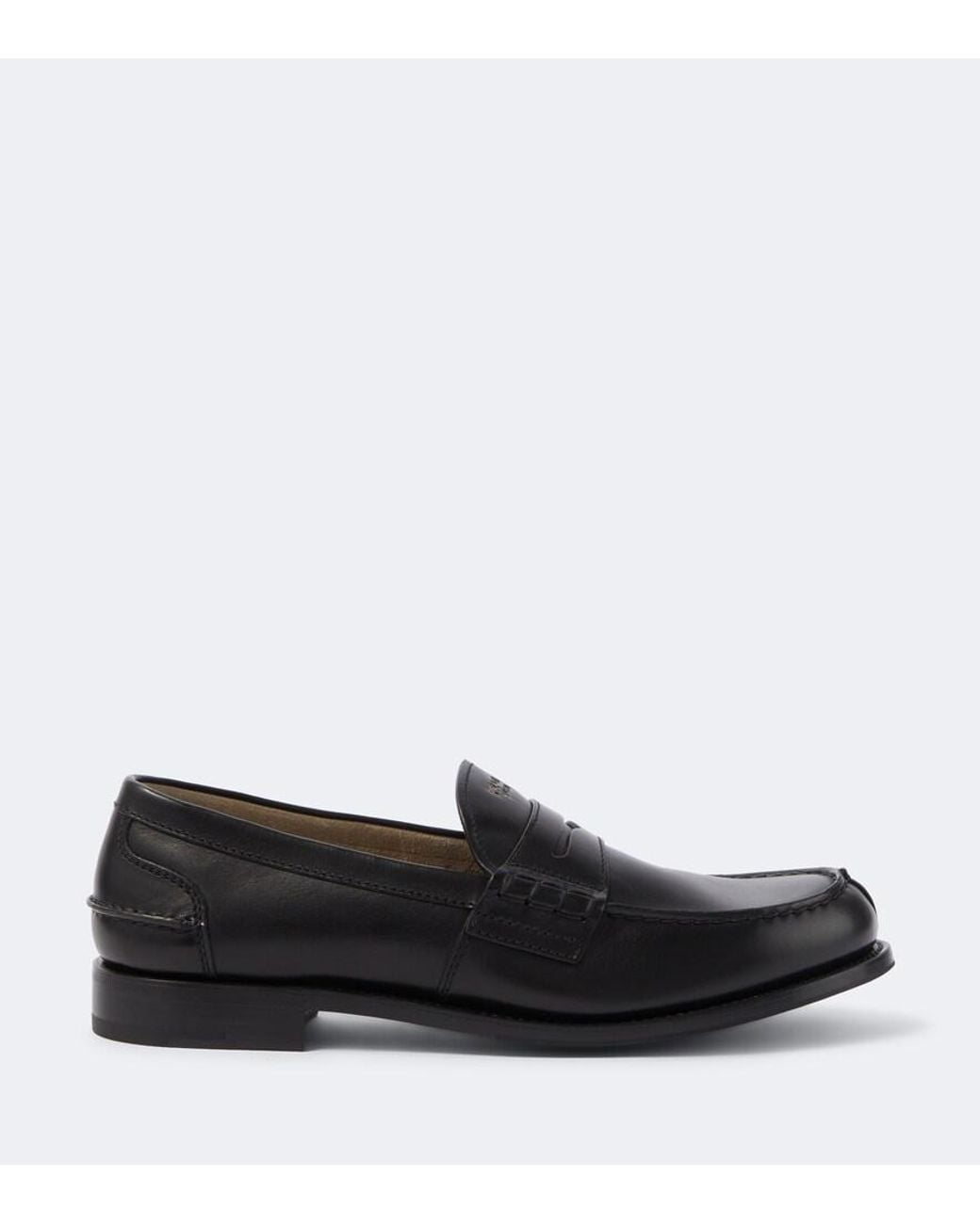 Prada Black Leather Penny Loafers for men