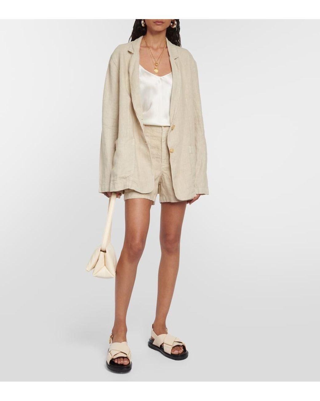 Velvet Natural Fallon Linen Shorts