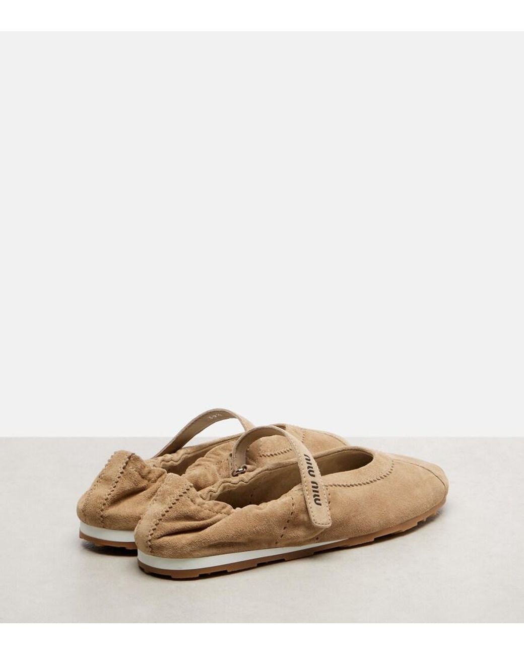 Miu Miu Brown Ballerinas Plume Aus Veloursleder