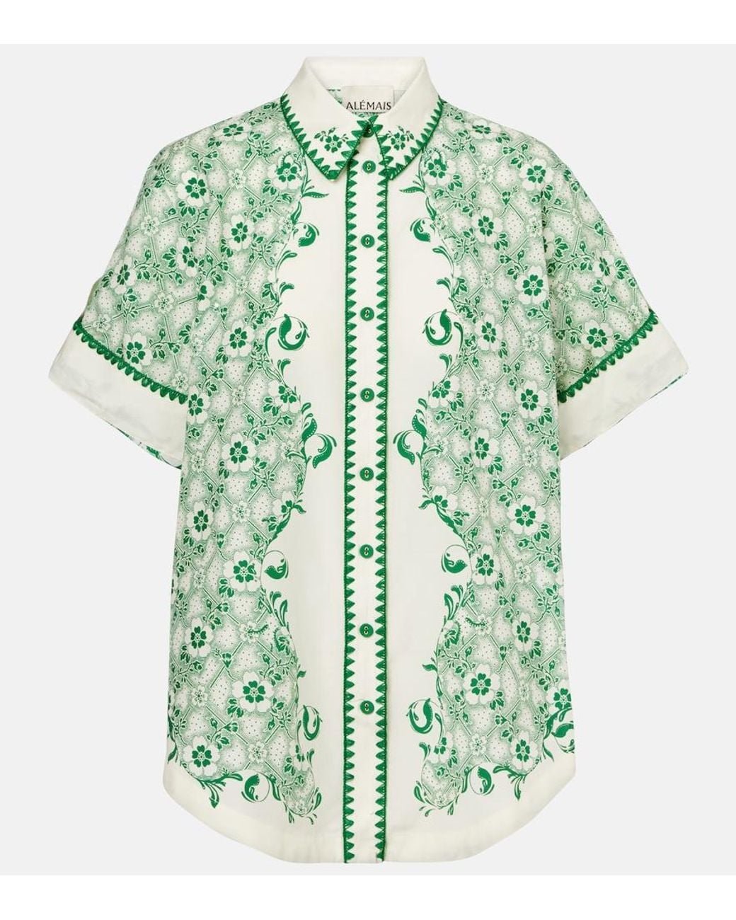 ALÉMAIS Green Printed Cotton And Silk Shirt