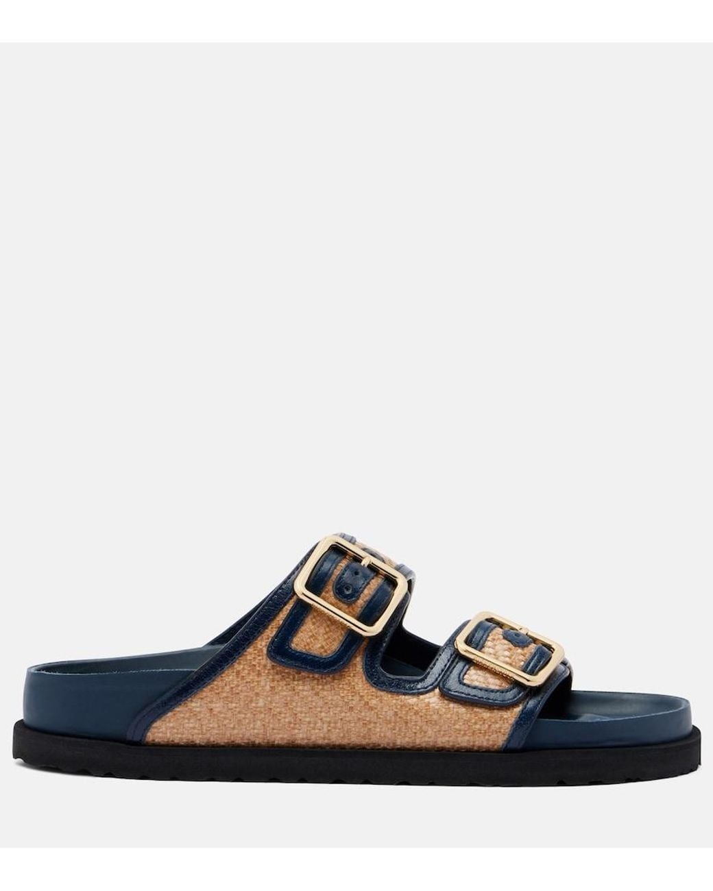Birkenstock Blue Arizona Leather-Trimmed Woven Sandals