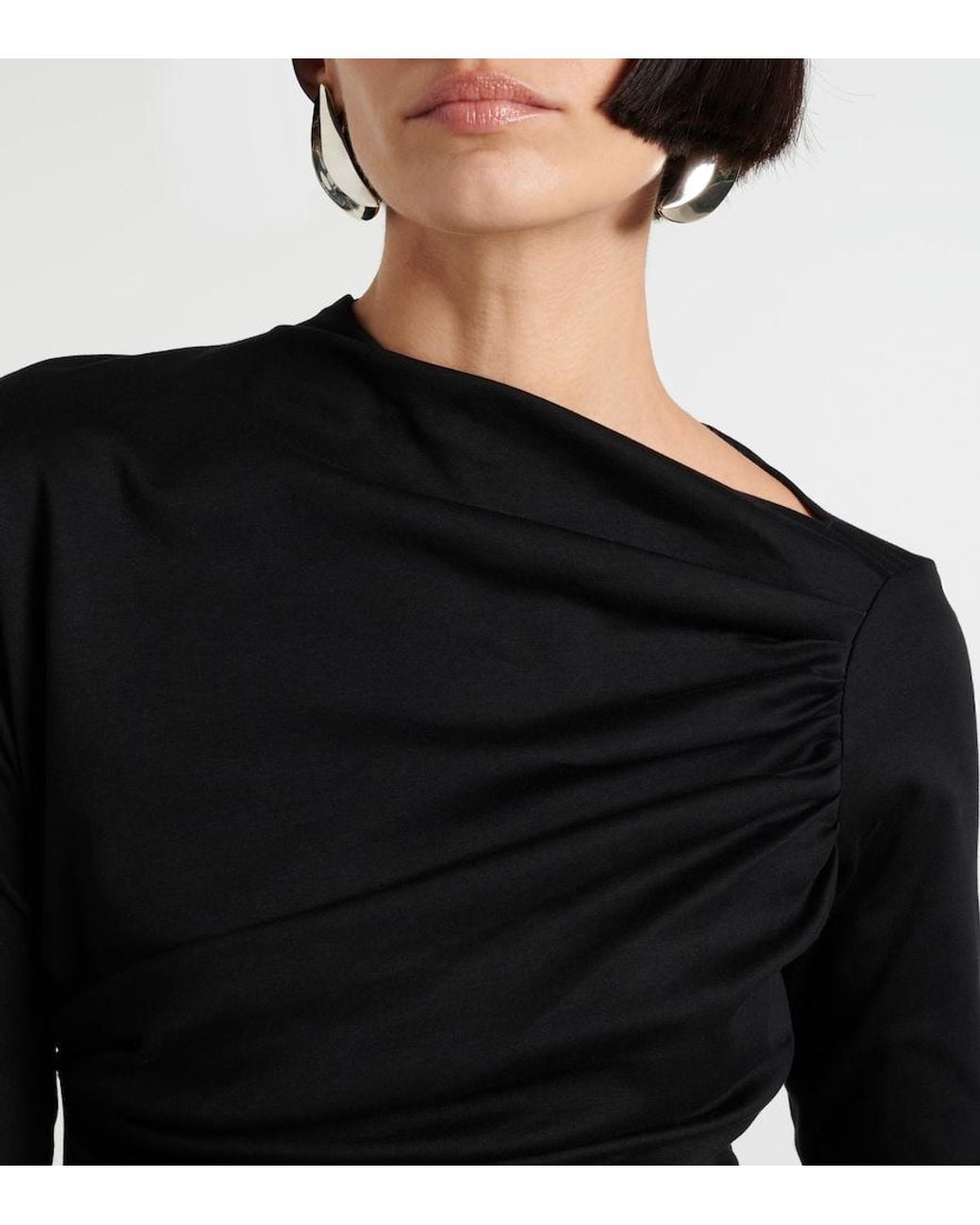 DIDU Black Gathered Cotton Top