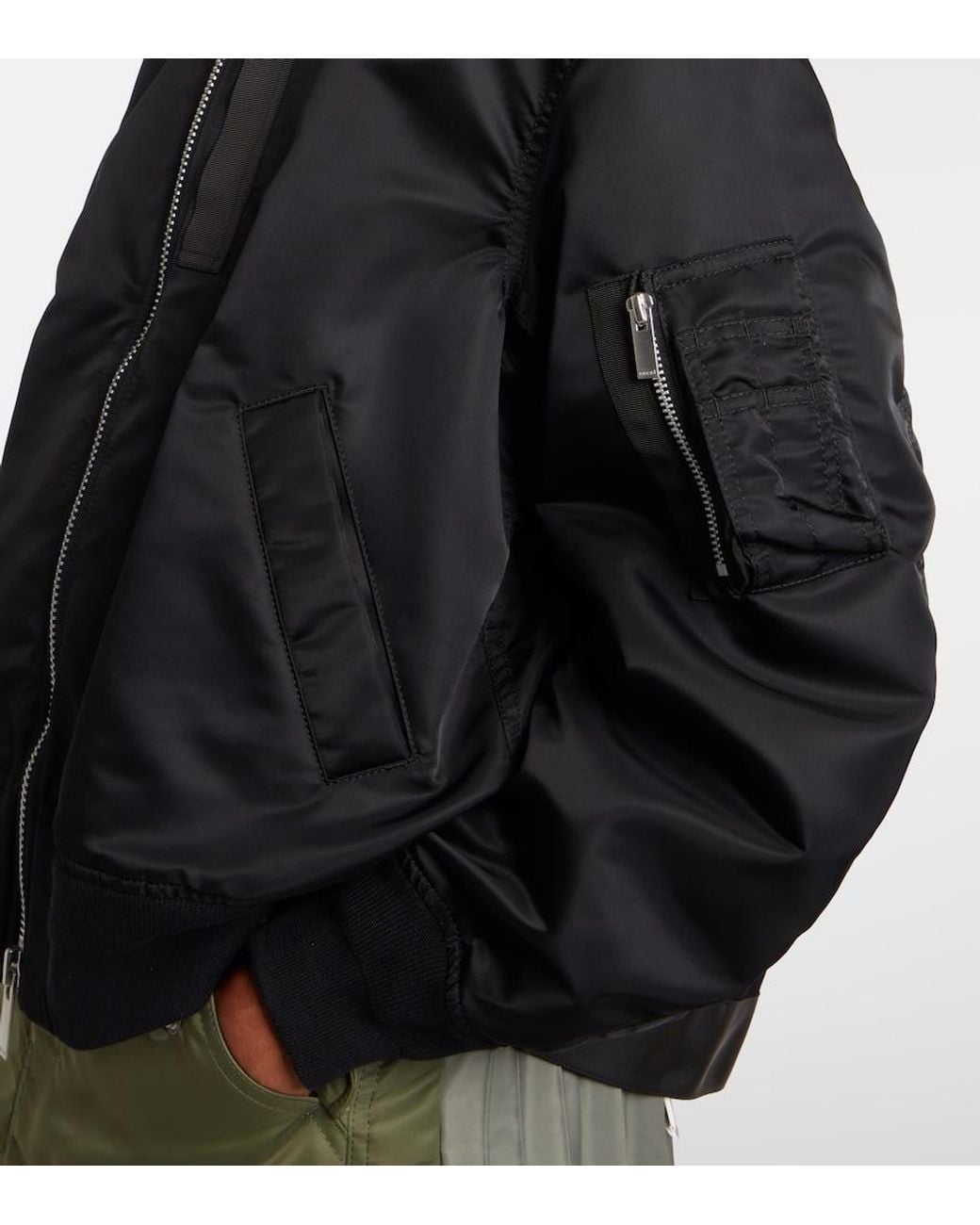 Sacai Black Nylon Bomber Jacket