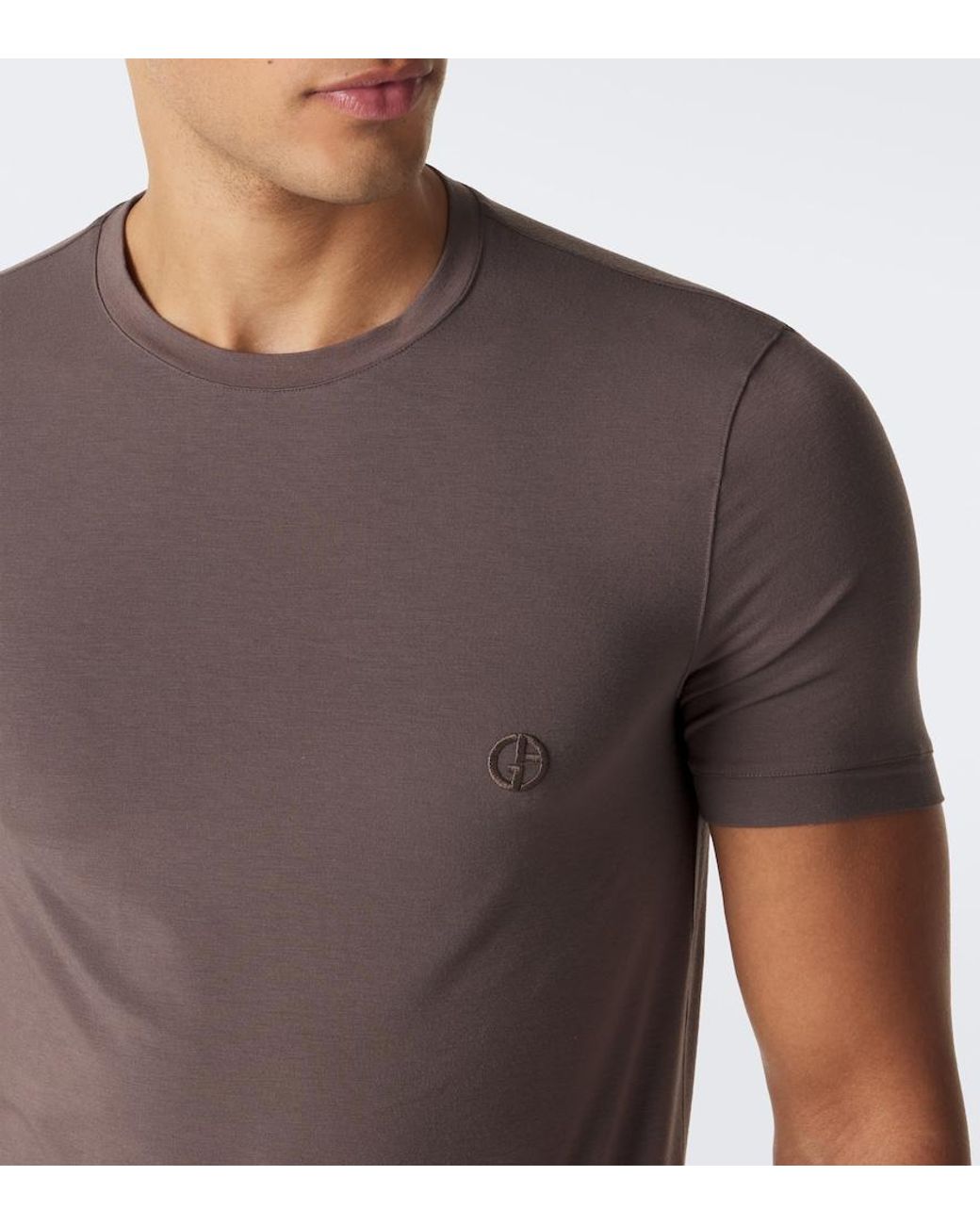 Giorgio Armani Brown Logo Jersey T-Shirt for men