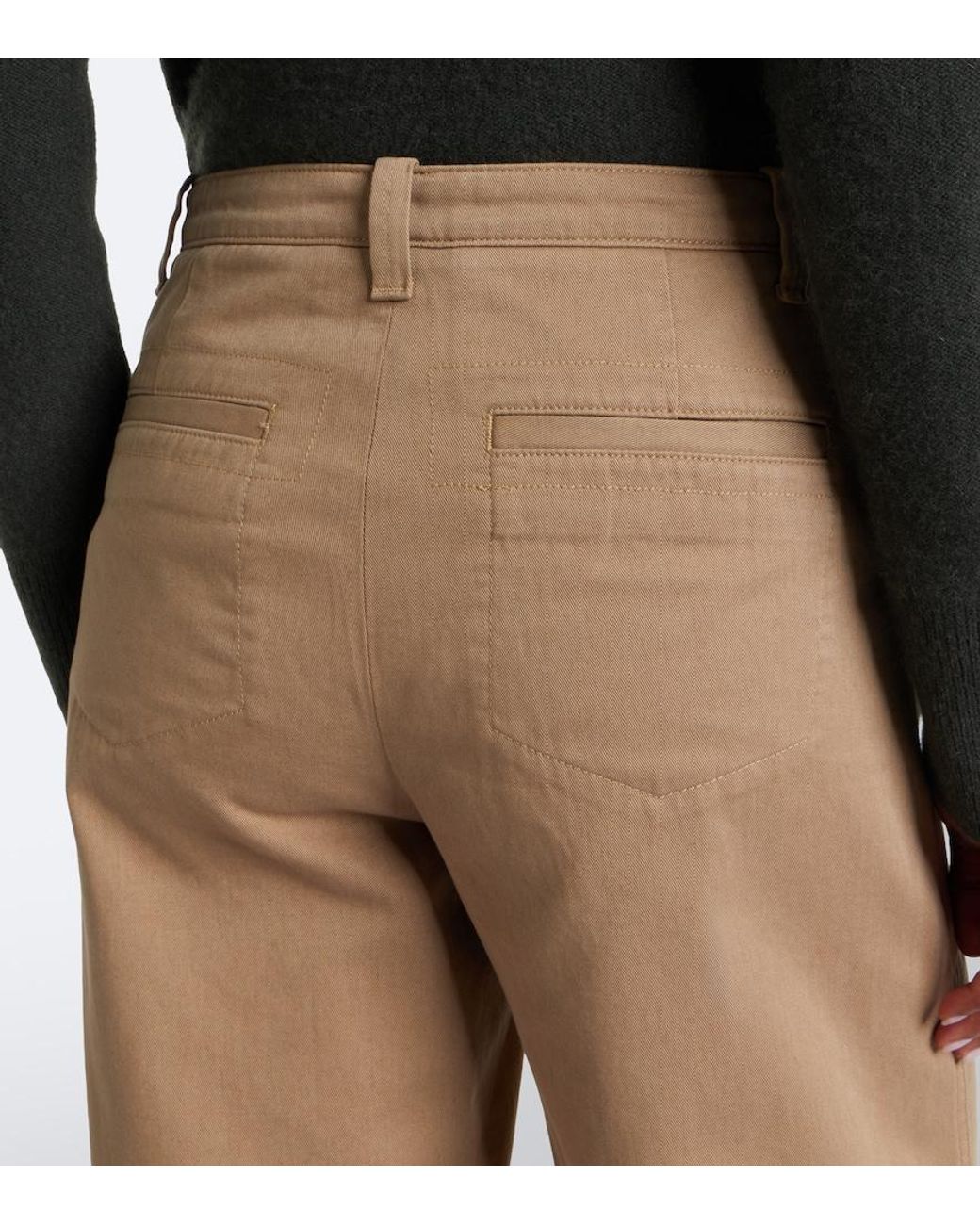 Vince Natural Cropped Cotton Twill Barrel-Leg Pants