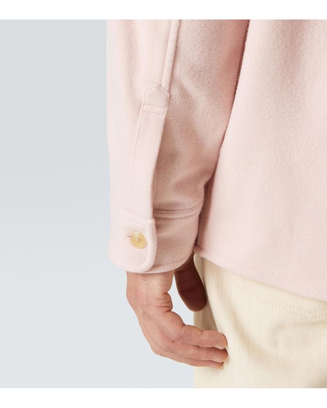 Auralee Pink Wool Flannel Overshirt for men