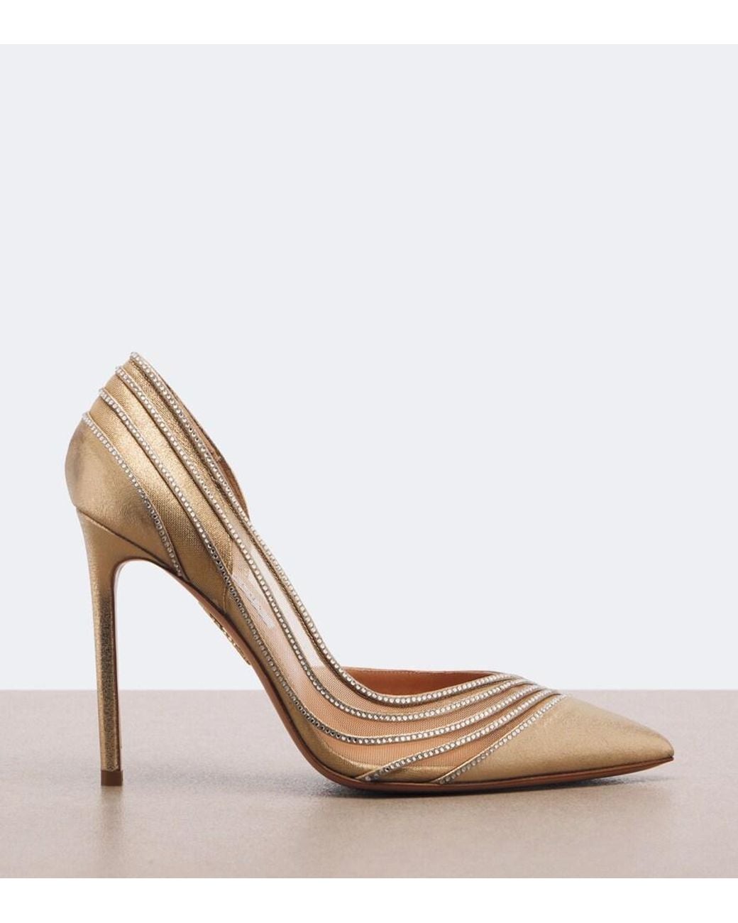 Aquazzura Natural Dream Girl Embellished Leather Pumps