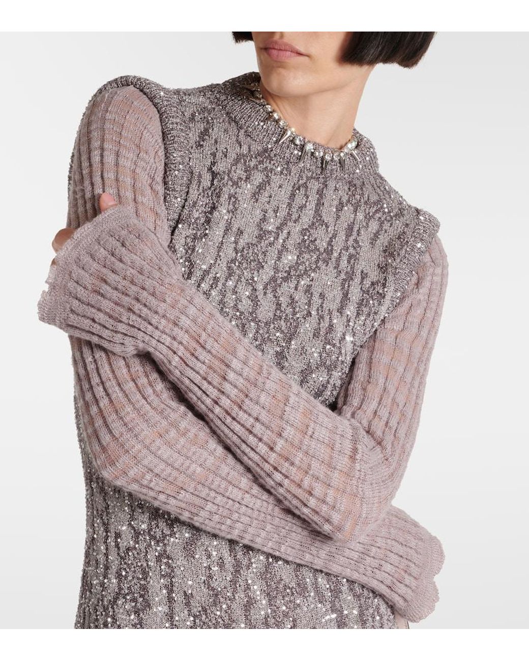 Acne Gray Sequined Jacquard Maxi Dress