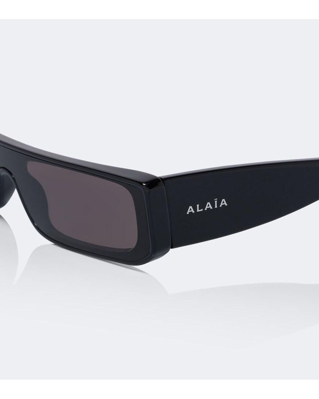 Alaïa Black Lettering Logo Rectangular Sunglasses