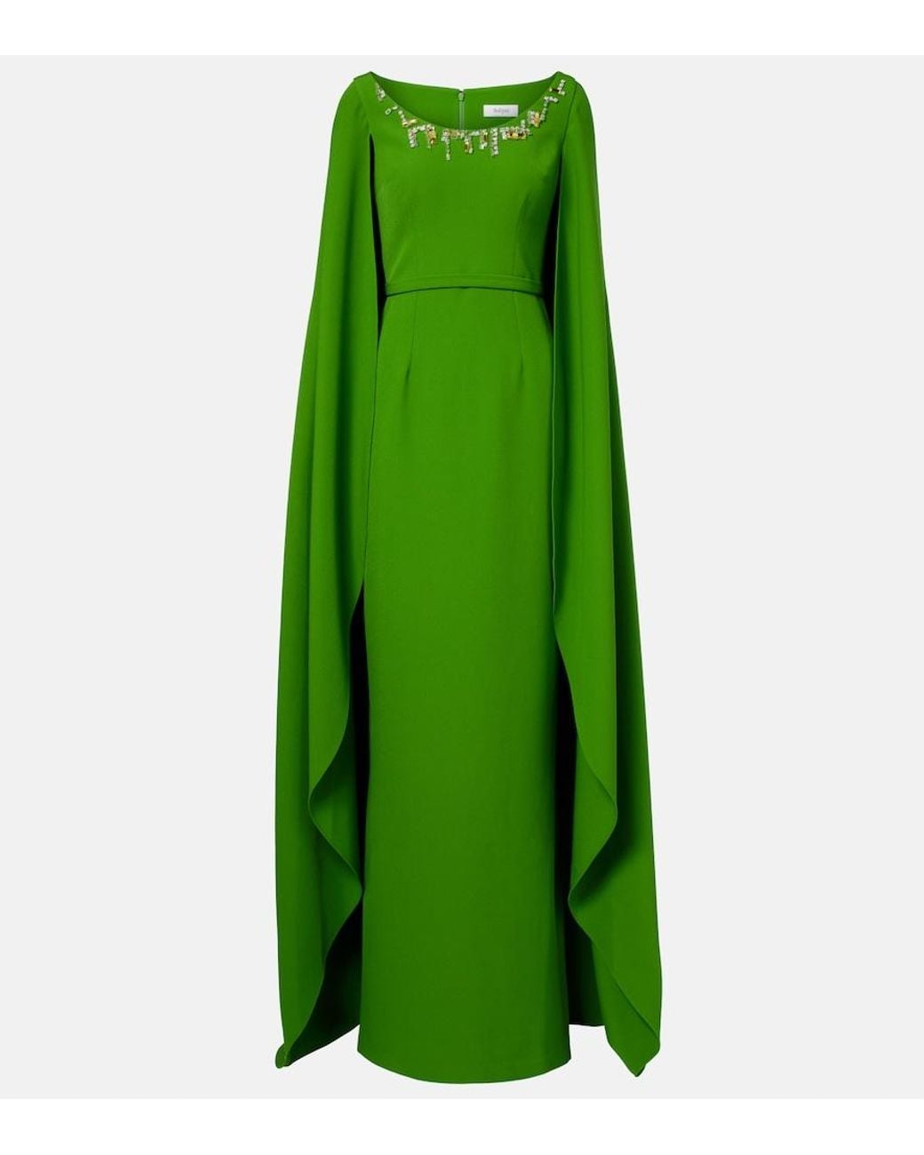 Safiyaa Green Agata Embellished Crêpe Gown