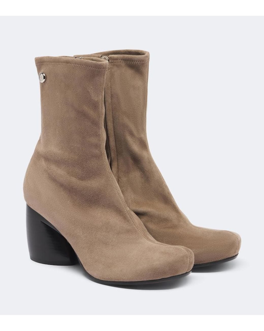 Loewe Brown Oval Suede Ankle Boots