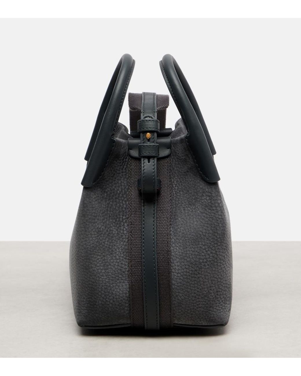 Loro Piana Black Bale Micro Leather Bucket Bag