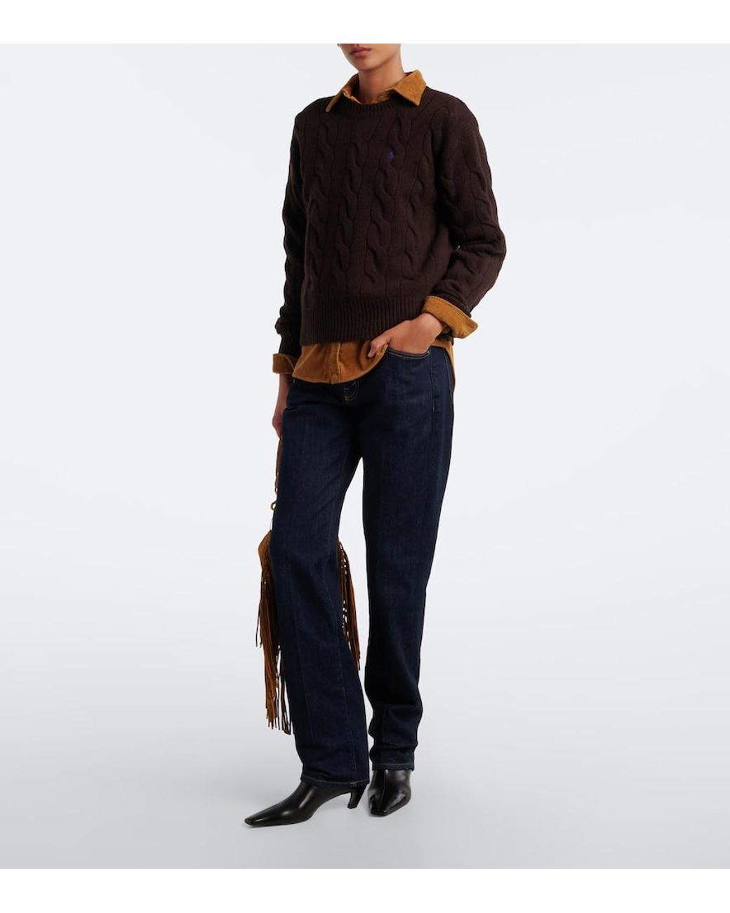Polo Ralph Lauren Black Cable-Knit Wool And Cashmere Sweater