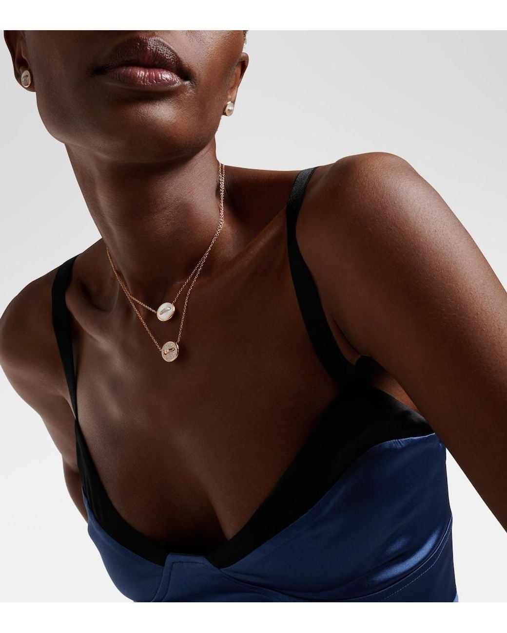 Pomellato Metallic Pom Pom Dot 18Kt Rose Pendant Necklace With Mother-Of-Pearl And Diamonds