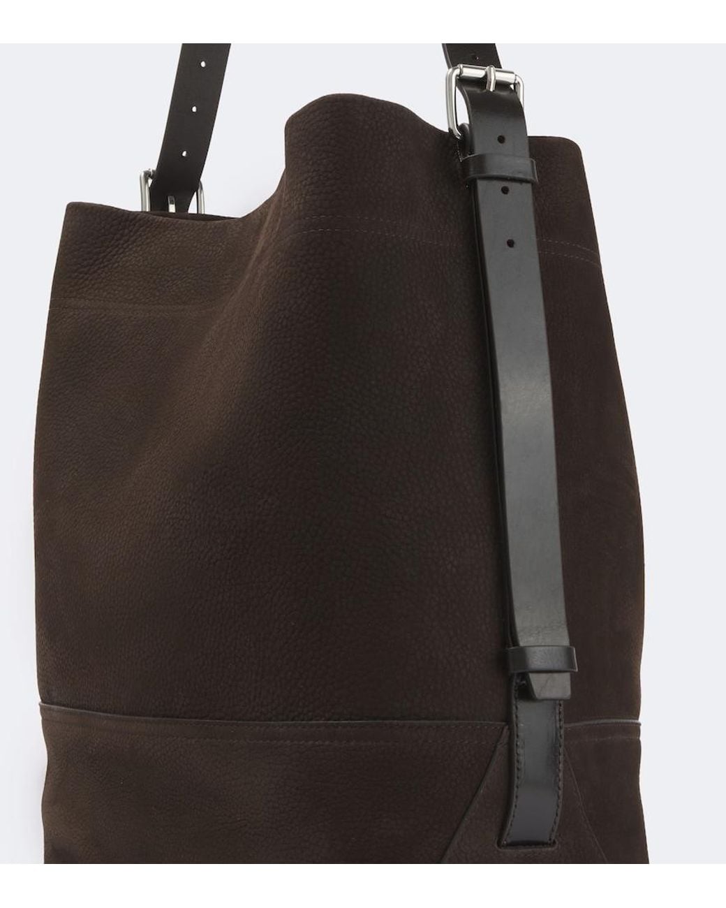 Lemaire Black Belted Leather Tote Bag for men