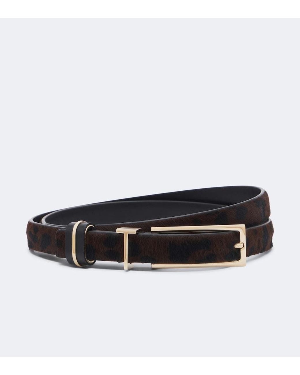 Tom Ford Black Leopard-Print Calf Hair Belt