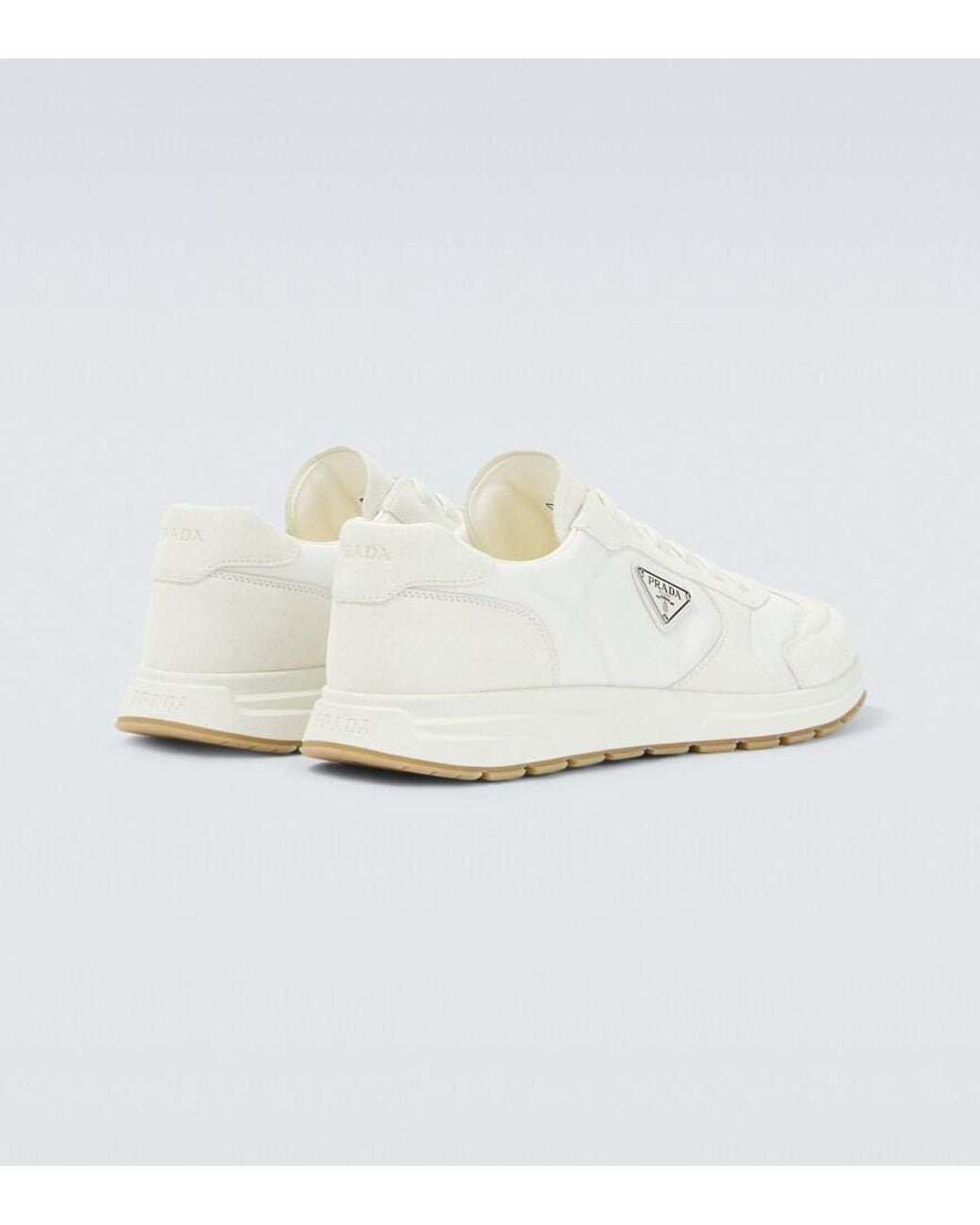 Prada White Prax Re-Nylon Suede-Trimmed Sneakers for men
