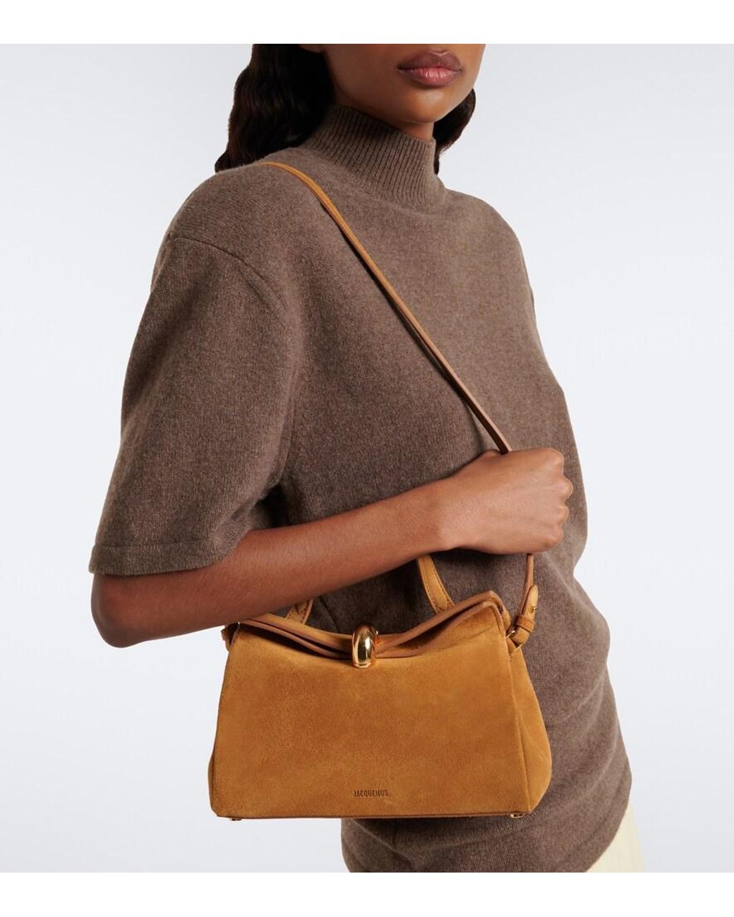 Jacquemus Brown Valerie Small Suede Top-Handle Bag