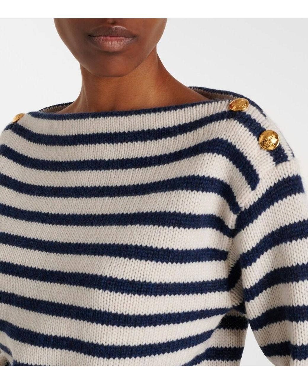 Nili Lotan Blue Tandy Striped Cashmere Sweater