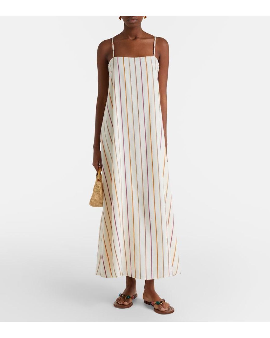 Asceno Natural Melfi Striped Maxi Dress