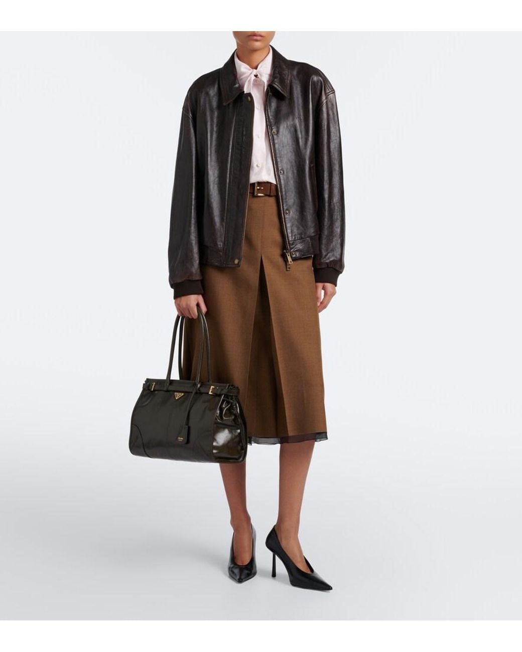 Prada Black Bonnie Large Leather Shoulder Bag