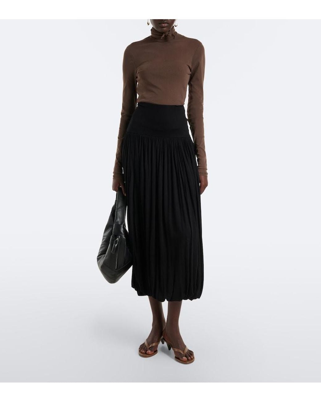 Lemaire Brown Mesh Turtleneck Top