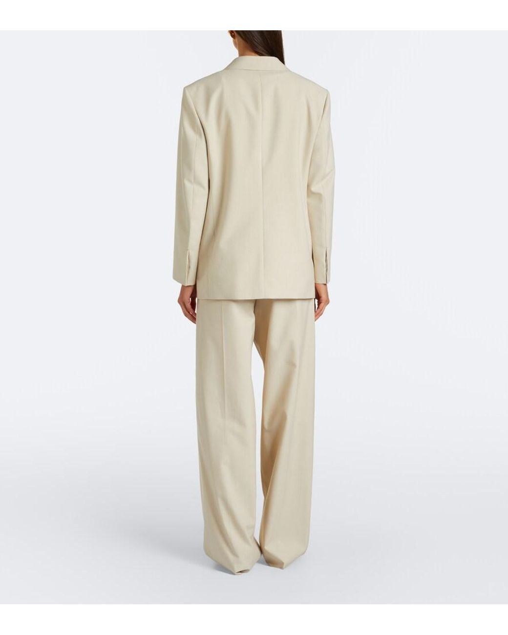 Bottega Veneta Natural Wool And Cotton Wide-Leg Pants