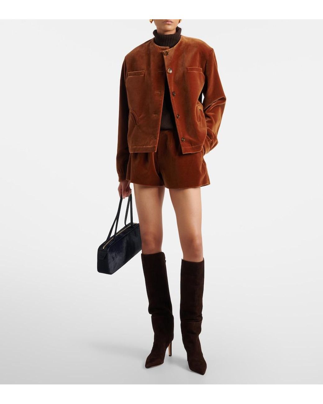 Blazé Milano Brown Tinker Cotton Velvet Shorts