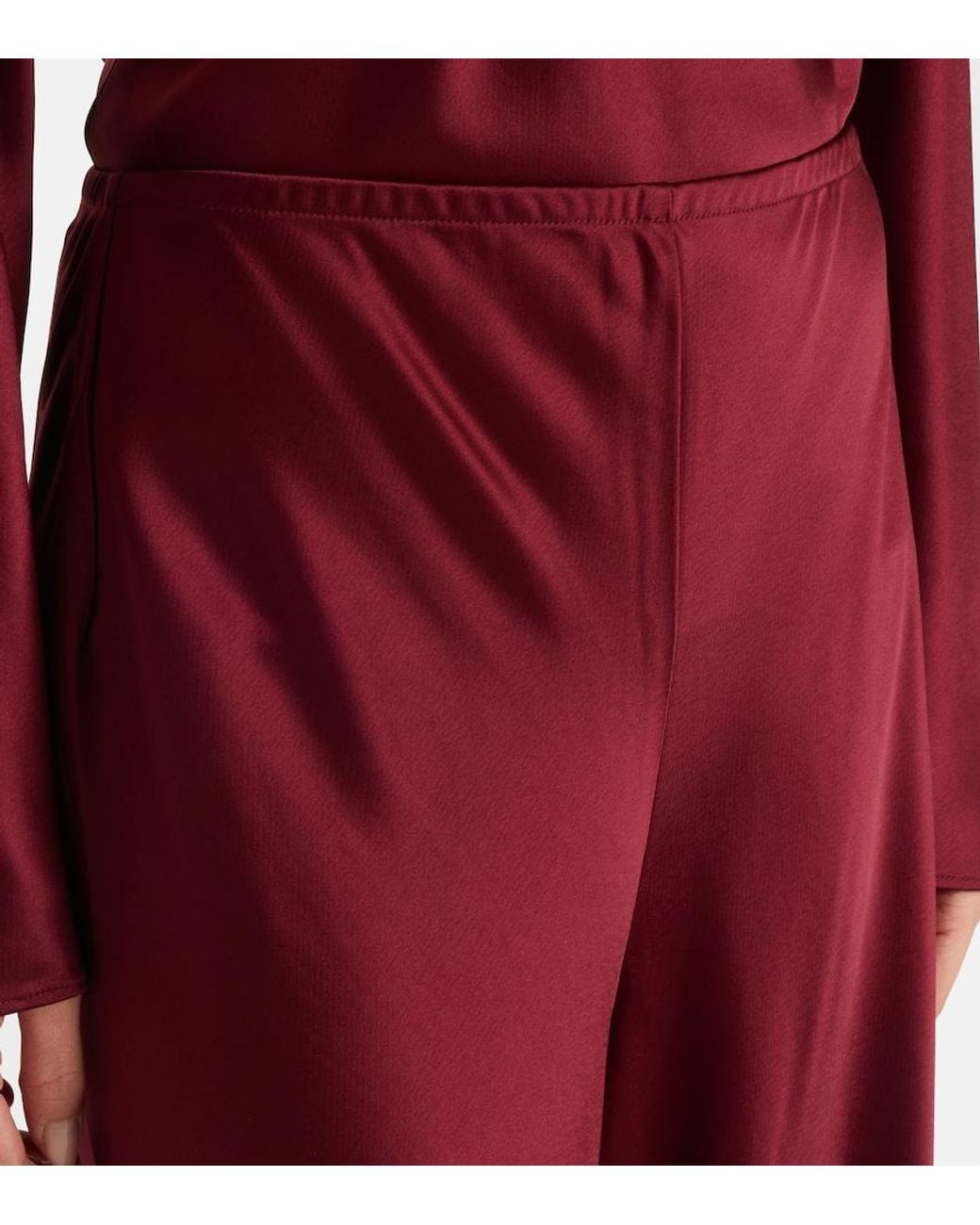 Leset Red Barb High-Rise Satin Wide-Leg Pants
