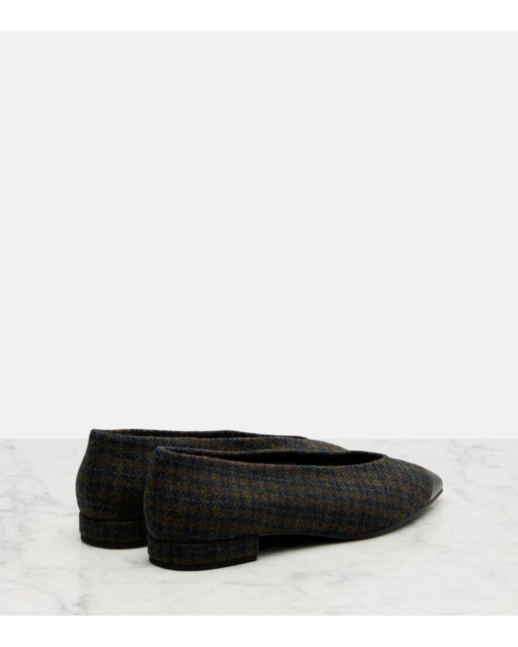 Loro Piana Black Ballerinas Rebecca Aus Tweed Mit Leder