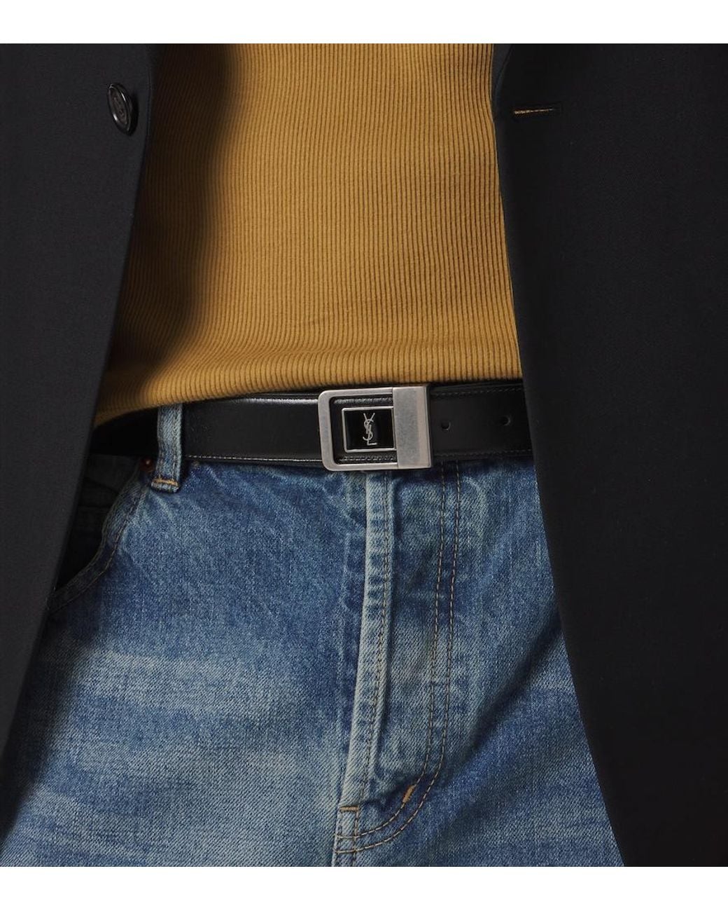 Saint Laurent Black La 66 Leather Belt for men