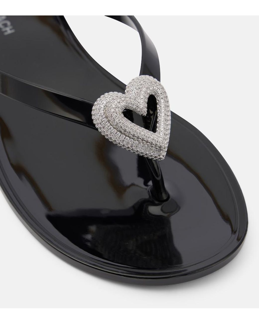 Mach & Mach Gray Double Heart Embellished Thong Sandals