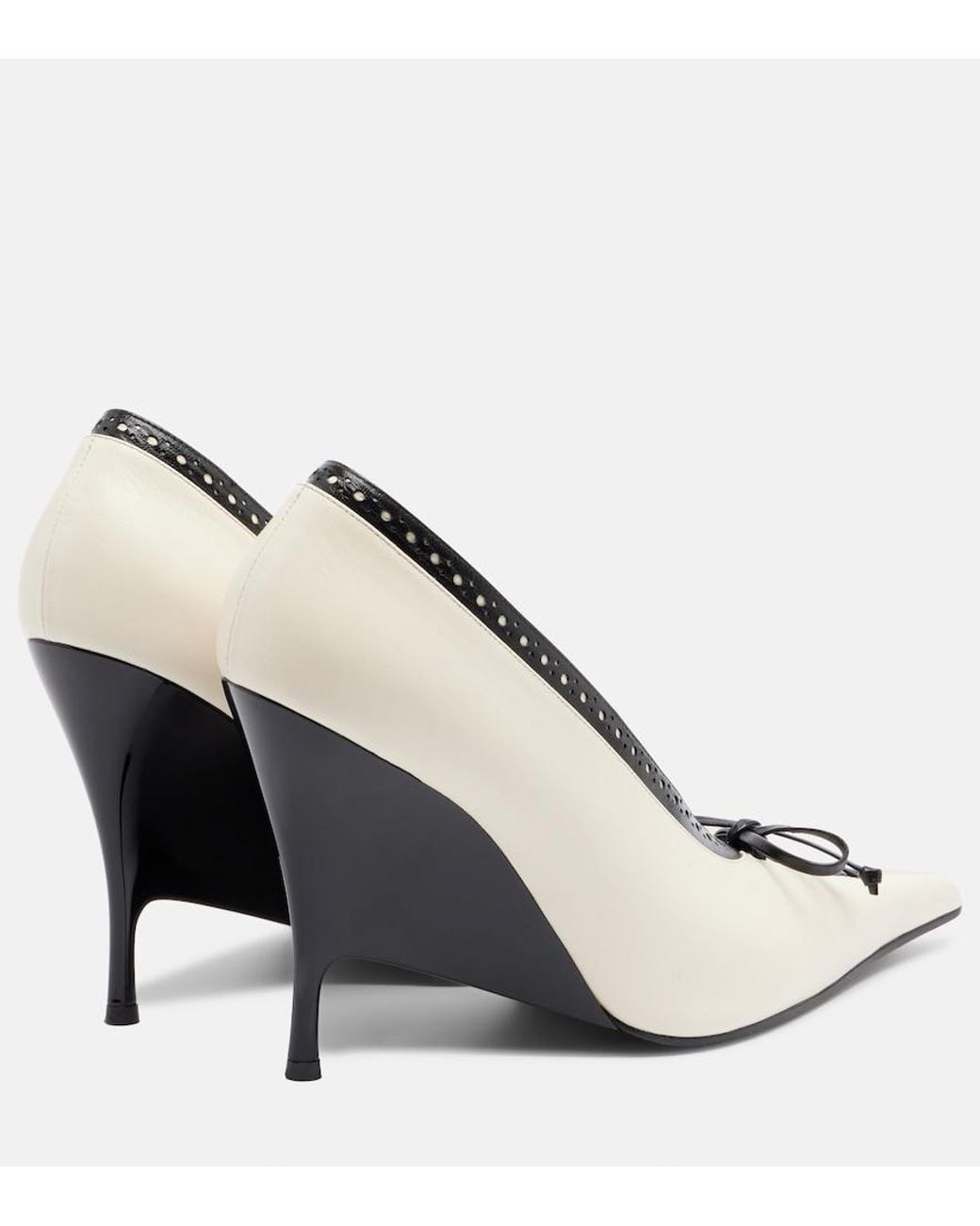 McQueen White Koko Leather Wedge Pumps