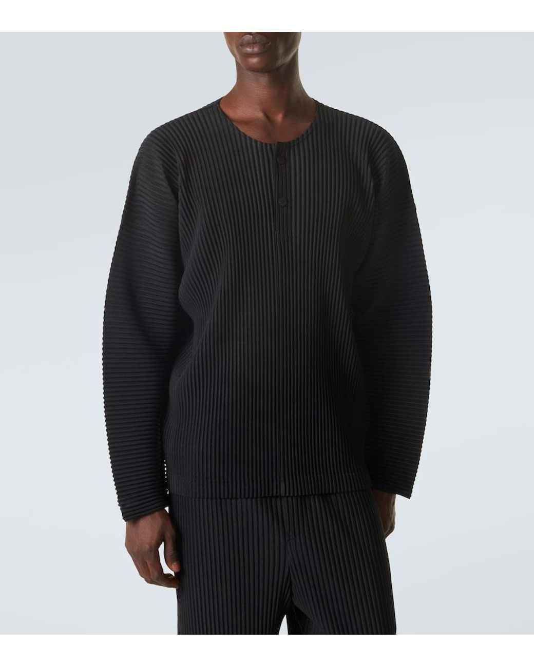 Homme Plissé Issey Miyake Black Monthly Colors Pleated Henley Shirt for men