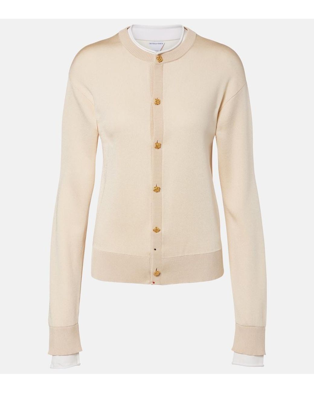Bottega Veneta Natural Nodo Quadro Layered Silk Cardigan