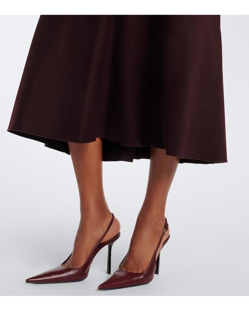 Victoria Beckham Purple Bela Gathered Virgin Wool Midi Dress