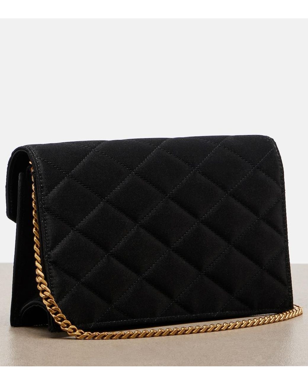 Saint Laurent Black Paris Mini Quilted Satin Shoulder Bag