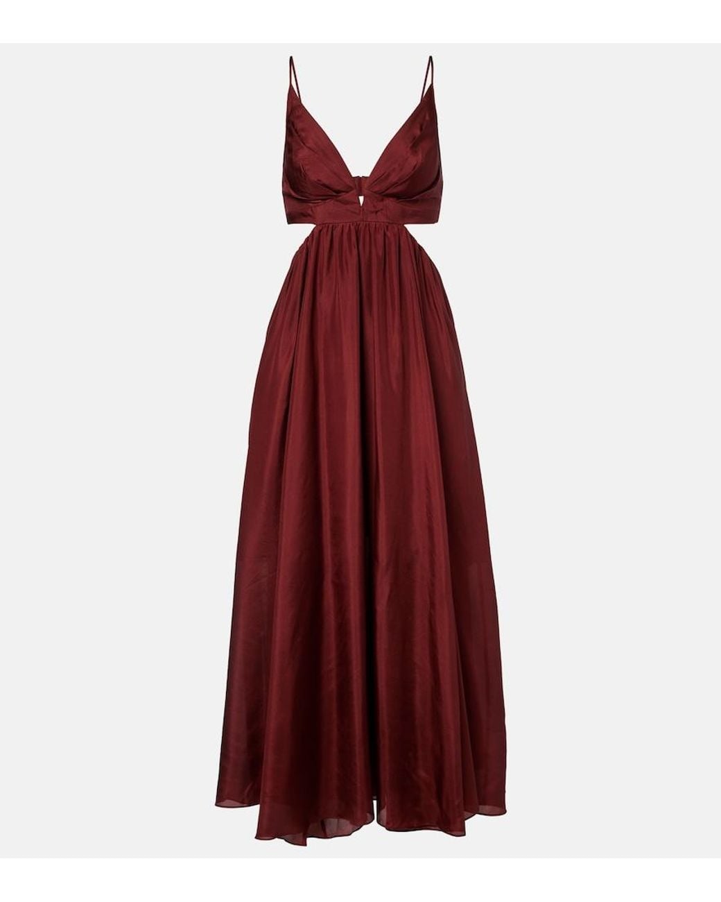 Zimmermann Red Wanderlust Cutout Silk Maxi Dress