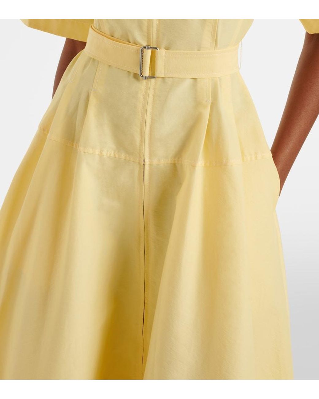 Jonathan Simkhai Yellow Belted Cotton-Blend Shirt Dress