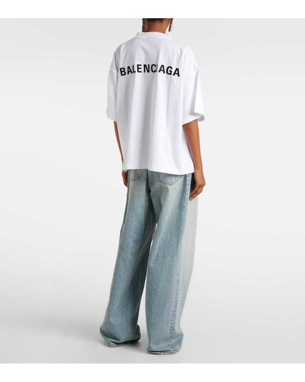 Balenciaga White Logo Crop T-Shirt –