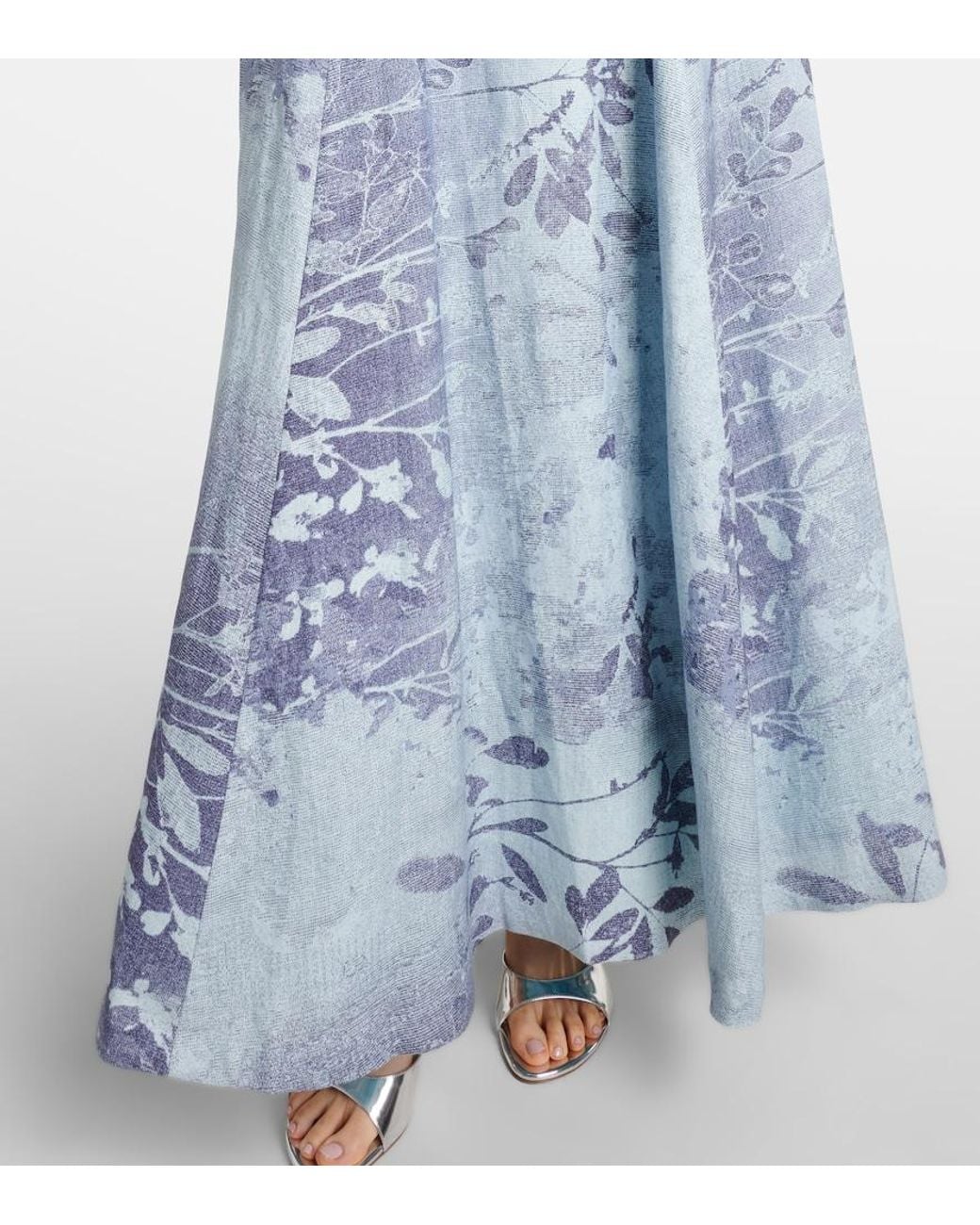 Jonathan Simkhai Blue Floral Linen And Cotton Bustier Dress