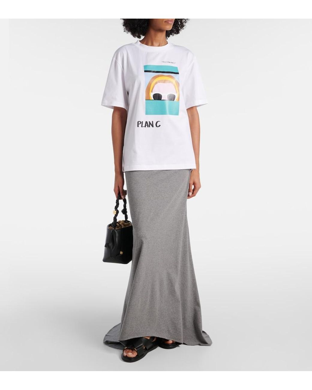 Plan C Gray Cotton Maxi Skirt