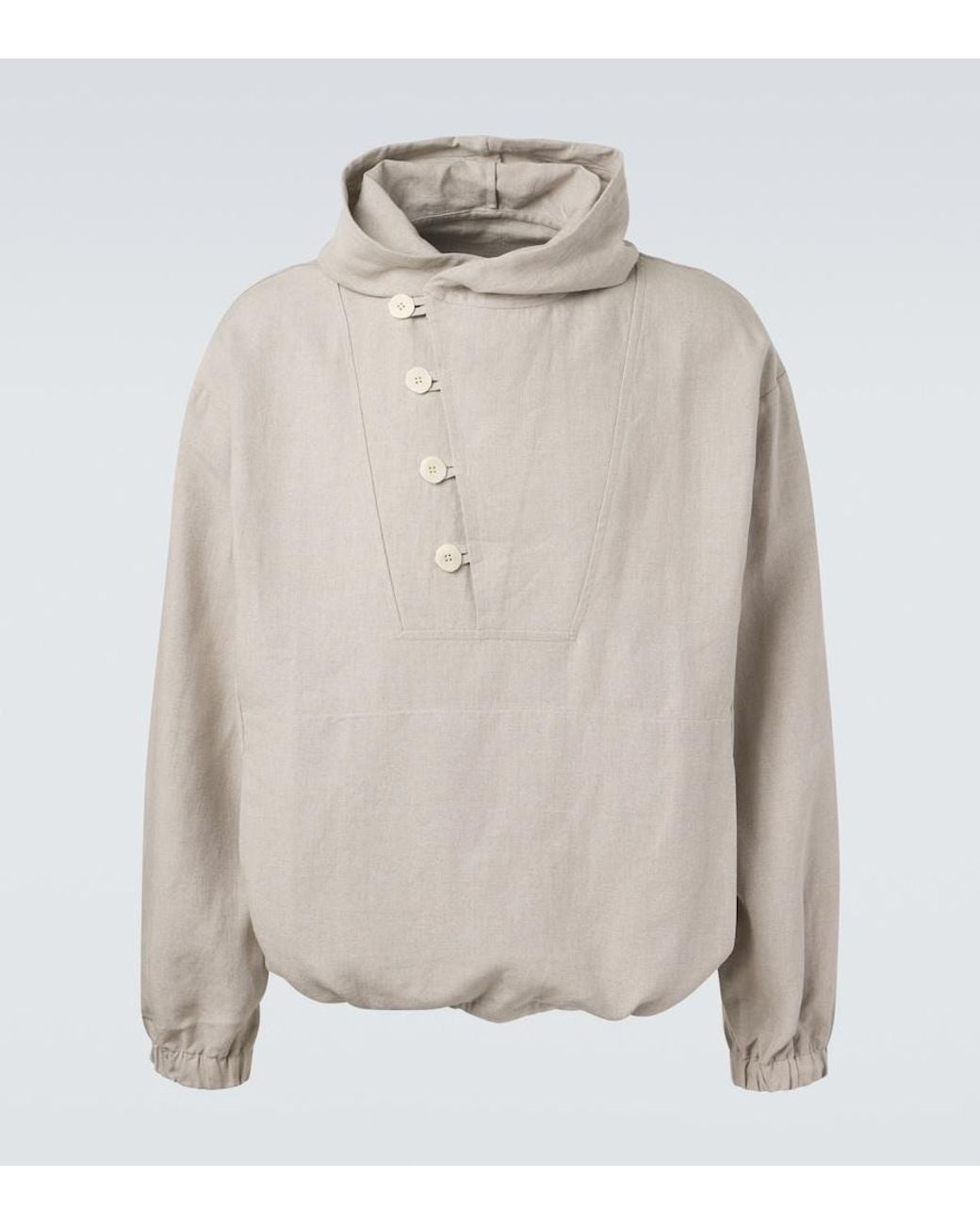 STÒFFA Gray Hooded Linen Jacket for men