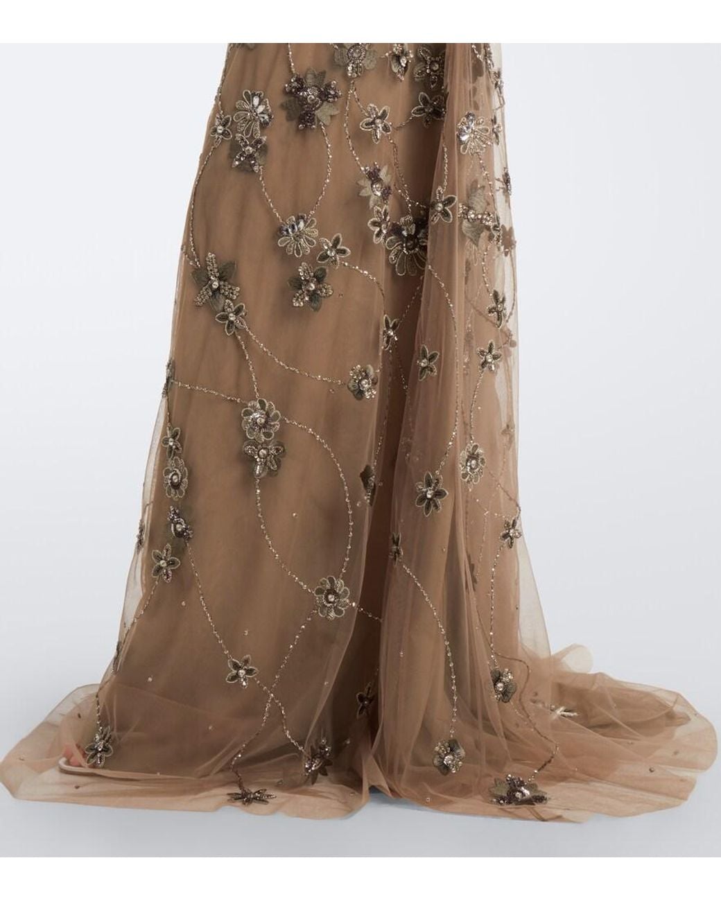 Georges Hobeika Natural Embellished Tulle Gown