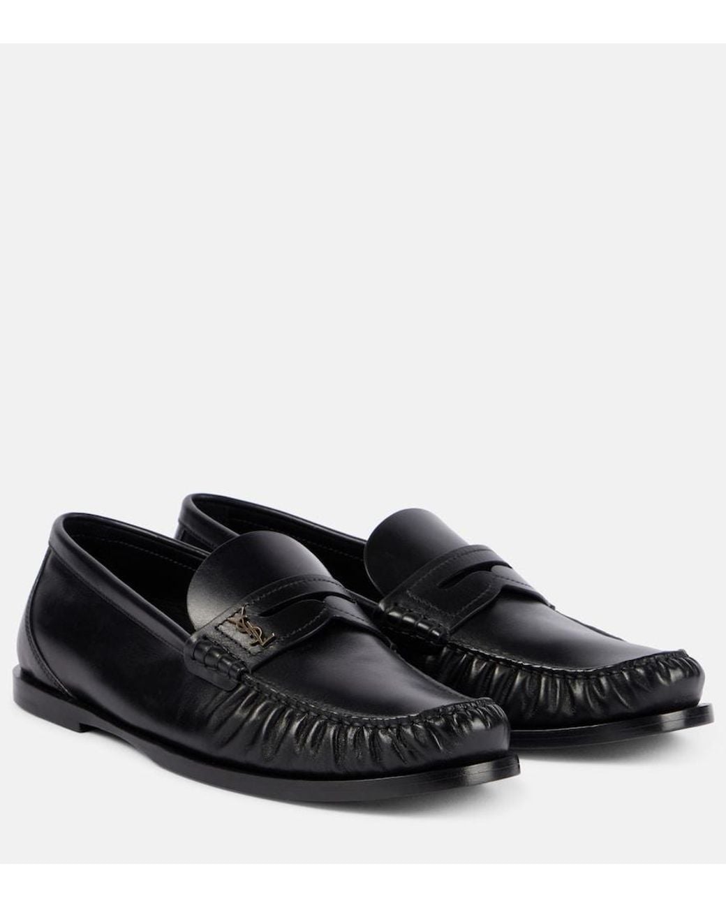 Saint Laurent Black Laurent Leather Penny Loafers