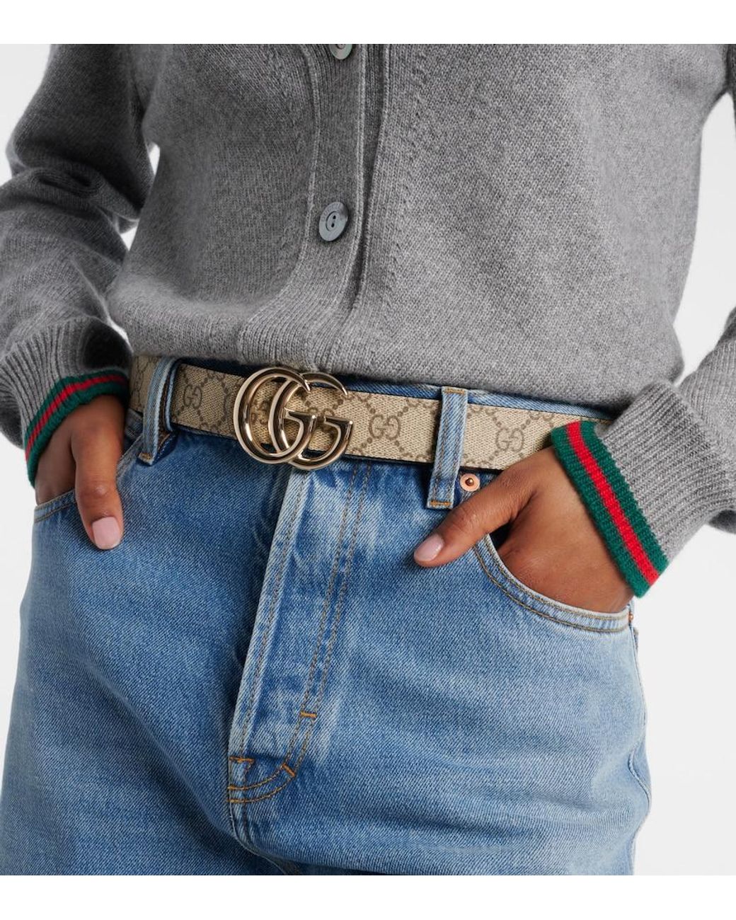 Gucci Black Gg Reversible Leather Belt