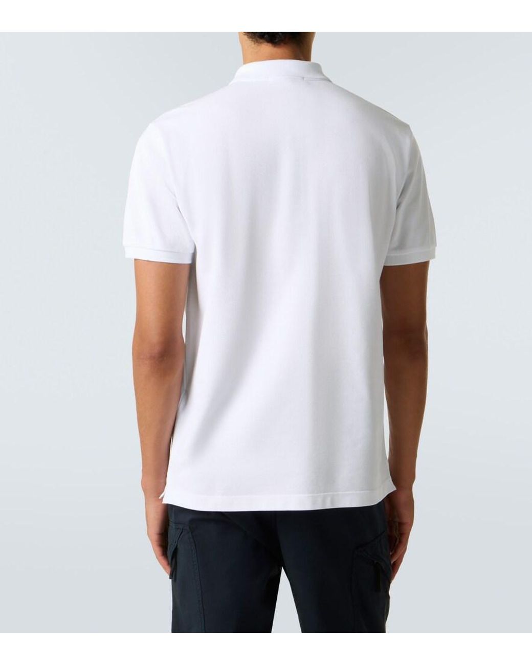 Stone Island White Compass Cotton Pique Polo Shirt for men
