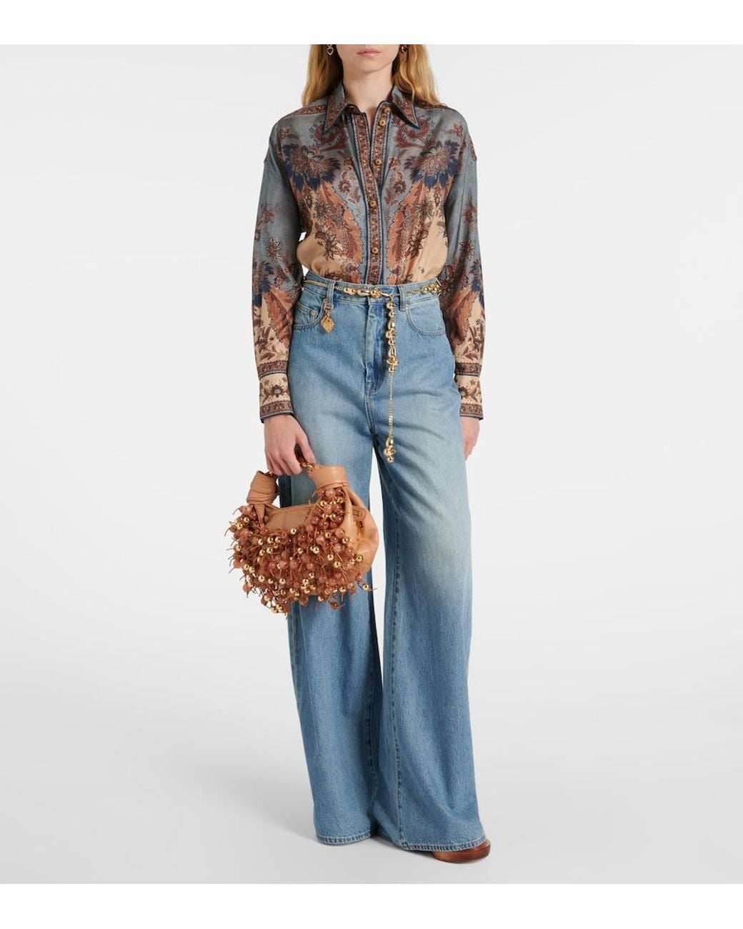 Zimmermann Brown Foam Beaded Leather Shoulder Bag