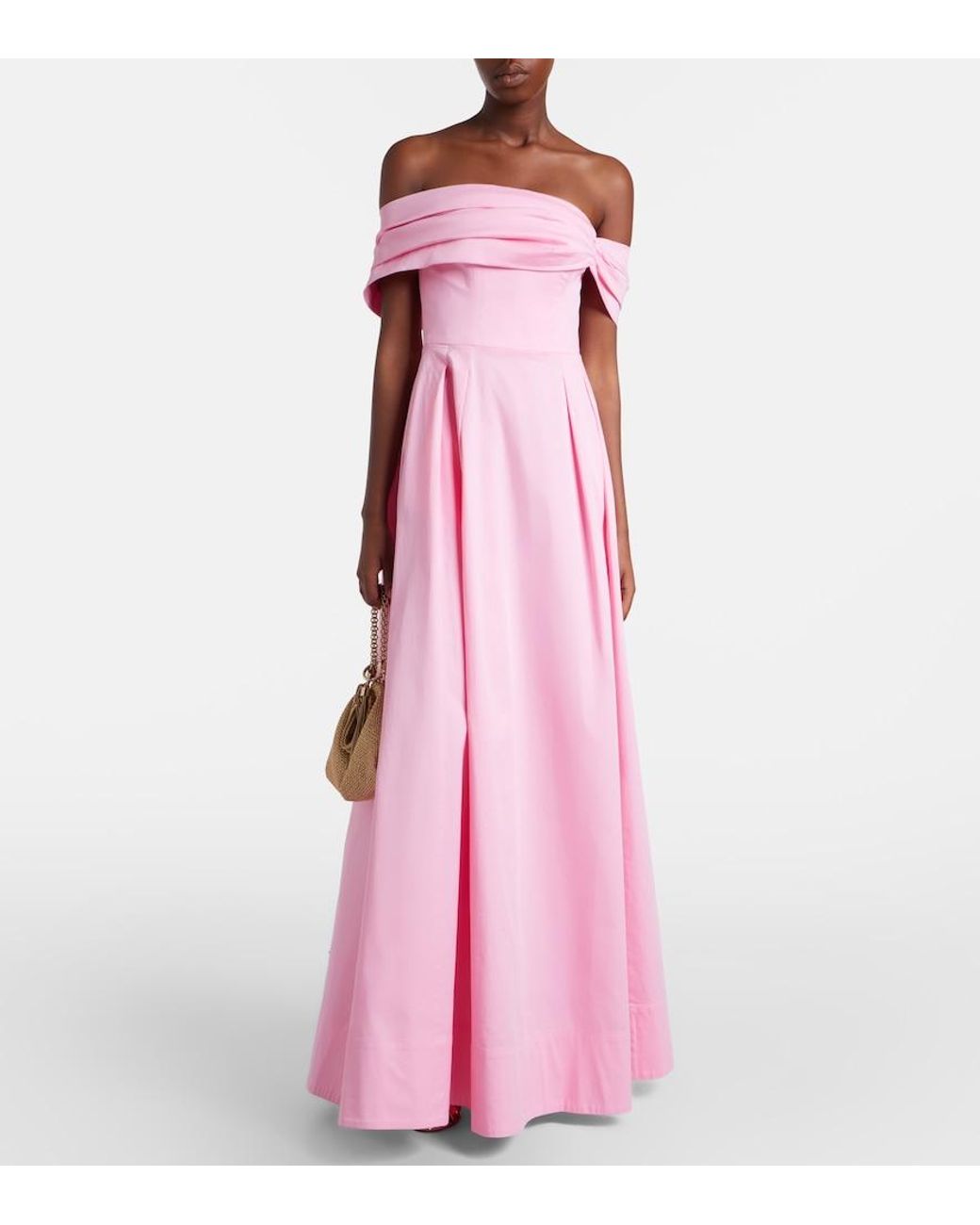 Rebecca Vallance Pink Dianthe Off-Shoulder Bustier Gown